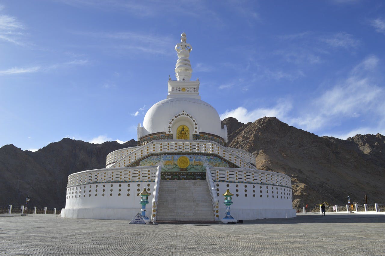 front of shanti stupa